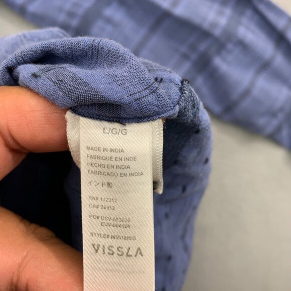 Vissla Button Shirt Mens Large Blue Long Sleeve Cotton - Picture 14 of 16